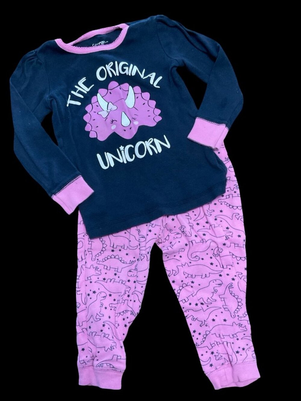 👣 5/$25 - Navy/Pink Dinosaur Print Pajama Set